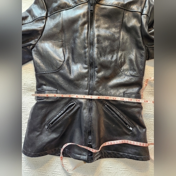 Women's Black Leather Falcon Motorcycle Jacket Size 10 - Picture 8 of 10
